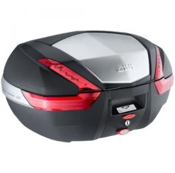 V47 MONOKEY Topcase 47 Liter Schwarz / Alu Mit Roten Reflektoren Original Givi